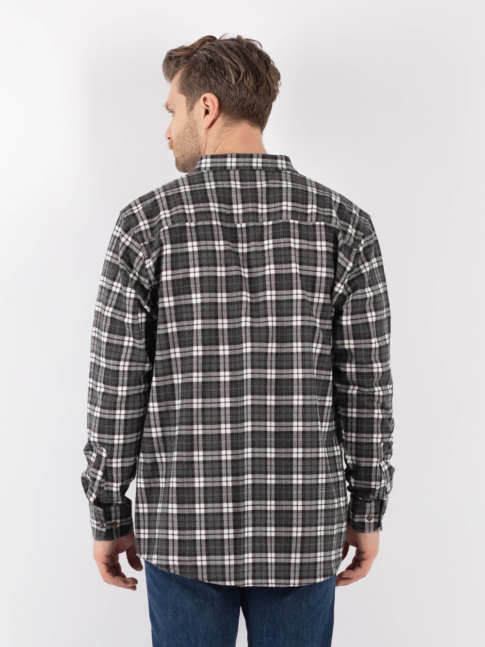 Vintage 90's Men Plaid Flannel Shirt in GrayZ1163