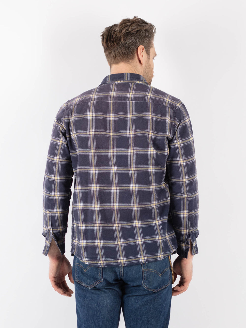 Vintage 90's Men Plaid Flannel Shirt in BlueZ1172