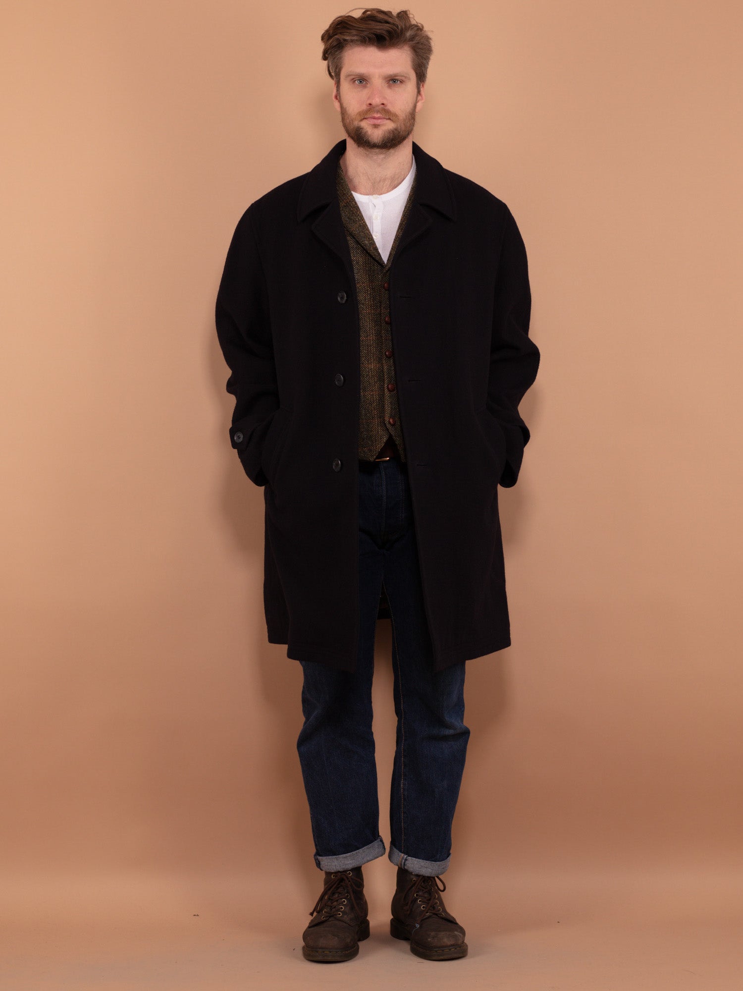 Mens pure wool overcoat best sale