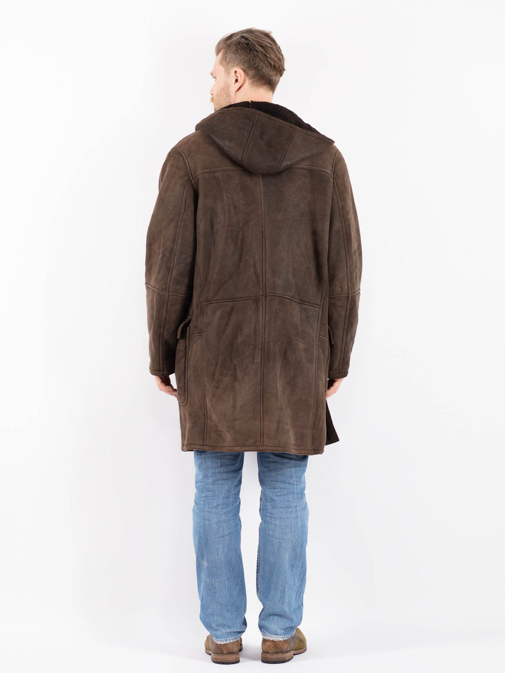 Vintage 90's Men Sheepskin Coat in BrownZ1398