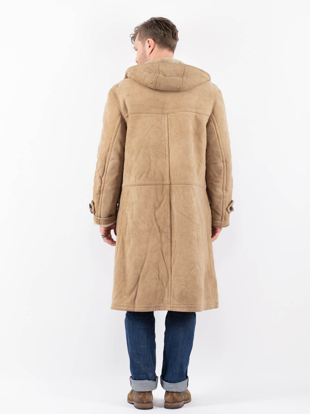 Vintage 90's Men Sheepskin Coat in BeigeZ1506