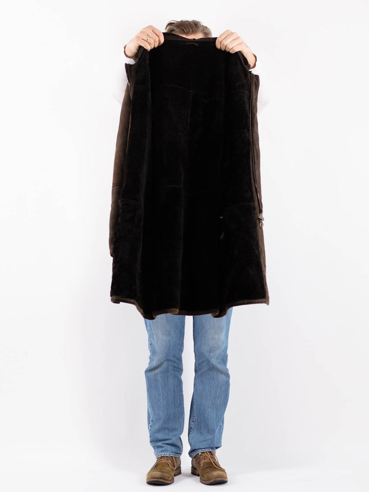 Vintage 90's Men Sheepskin Coat in BrownZ1398