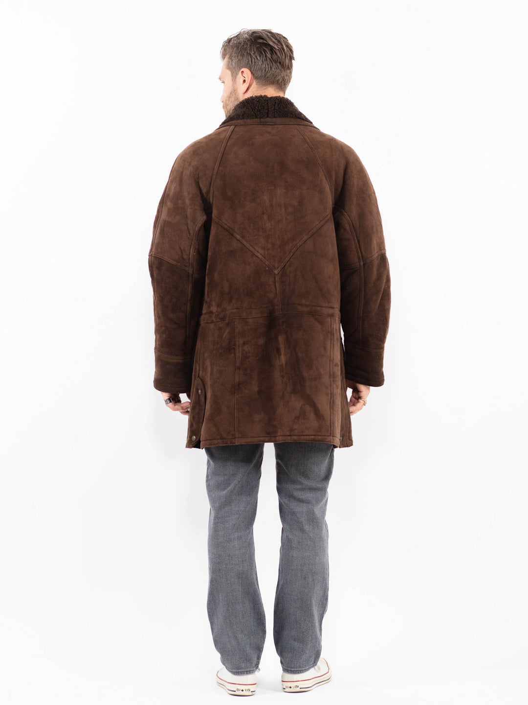 Vintage 90's Men Sheepskin Coat in BrownZ1910