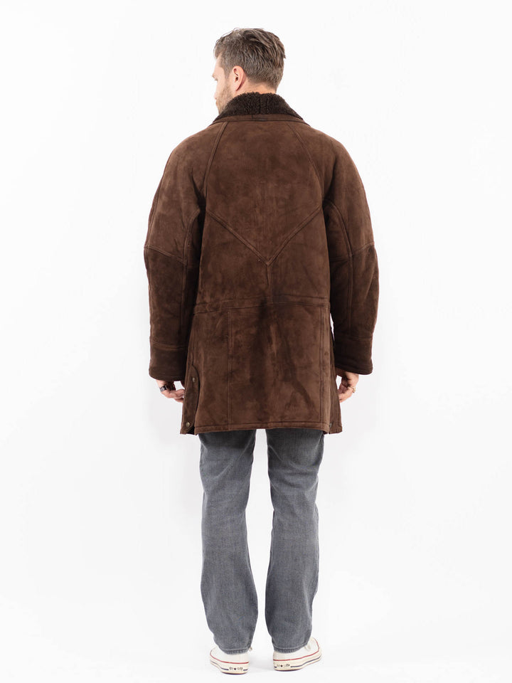 Vintage 90's Men Sheepskin Coat in BrownZ1910