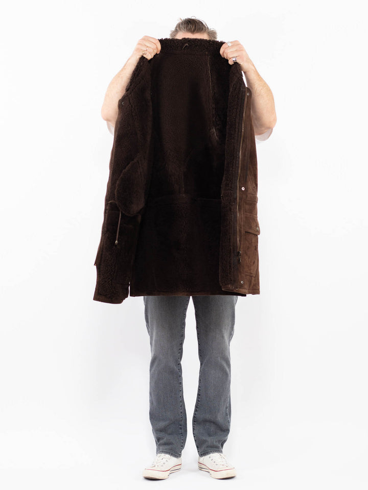 Vintage 90's Men Sheepskin Coat in BrownZ1910
