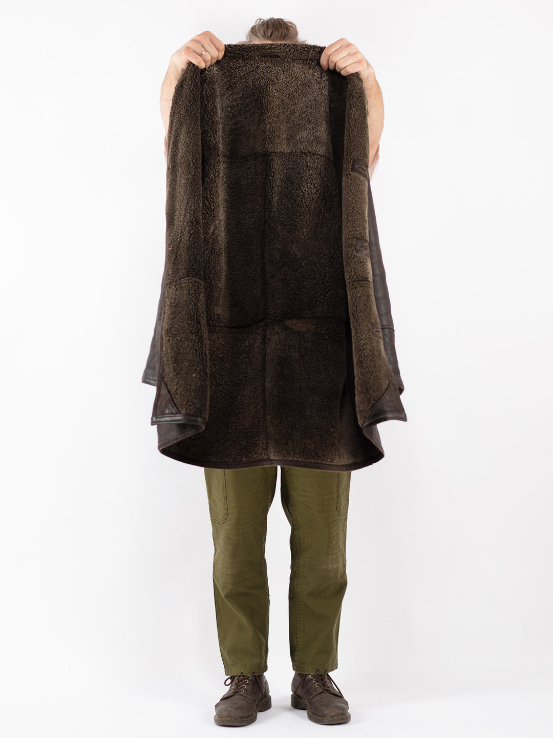 Vintage 90's Men Sheepskin Coat in Brown