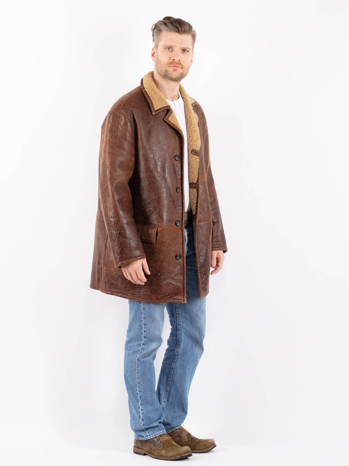 Vintage 90's Men Sheepskin Coat in BrownZ1402