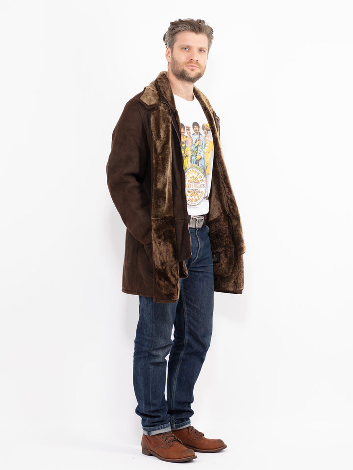 Vintage 70's Men Sheepskin Coat in BrownZ2647
