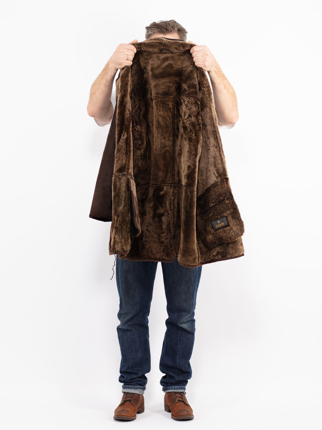 Vintage 70's Men Sheepskin Coat in BrownZ2647