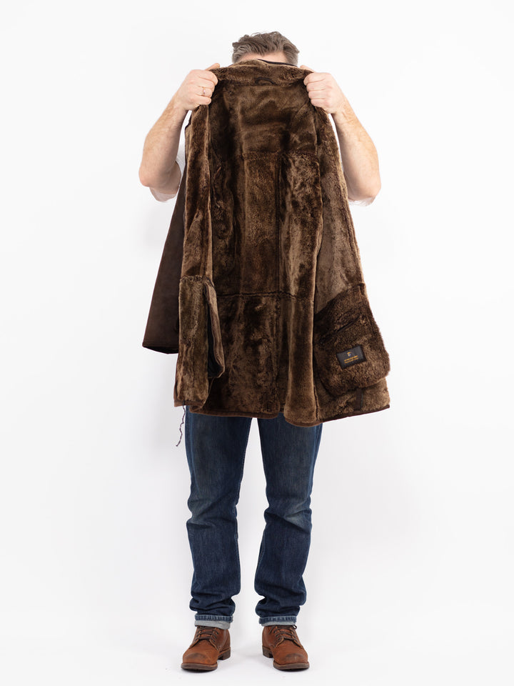 Vintage 70's Men Sheepskin Coat in BrownZ2647