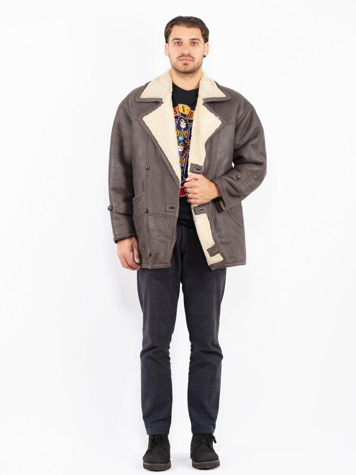 Vintage 80's Men Sheepskin Coat in BrownZ2359