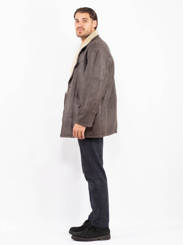 Vintage 80's Men Sheepskin Coat in BrownZ2359
