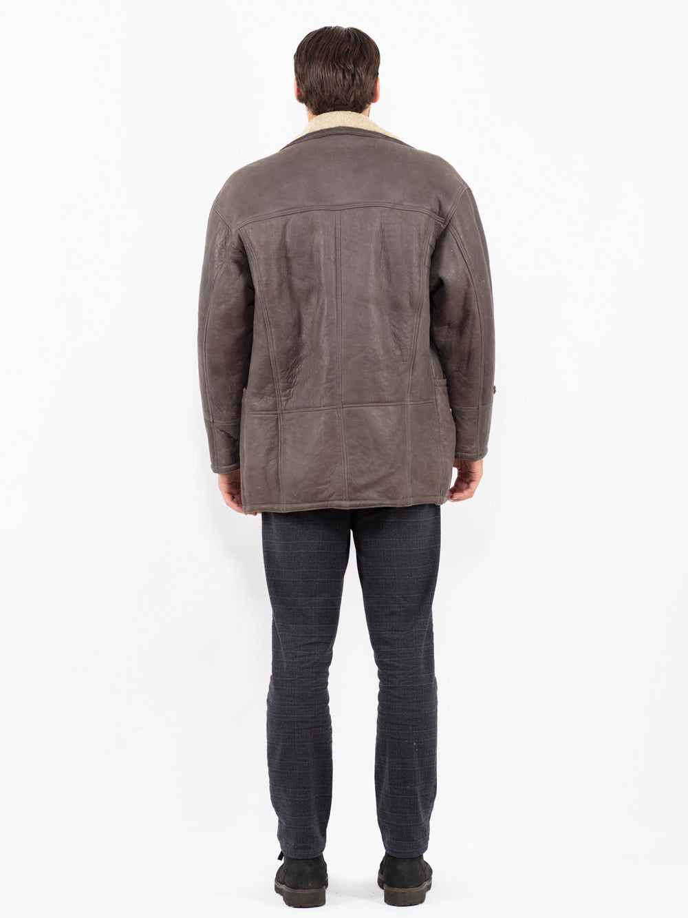 Vintage 80's Men Sheepskin Coat in BrownZ2359