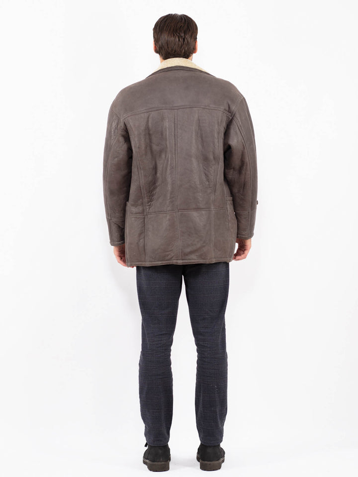 Vintage 80's Men Sheepskin Coat in BrownZ2359