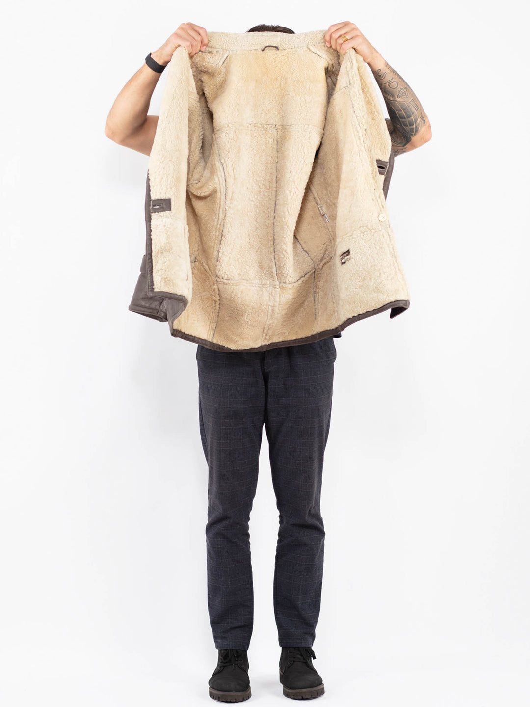 Vintage 80's Men Sheepskin Coat in BrownZ2359