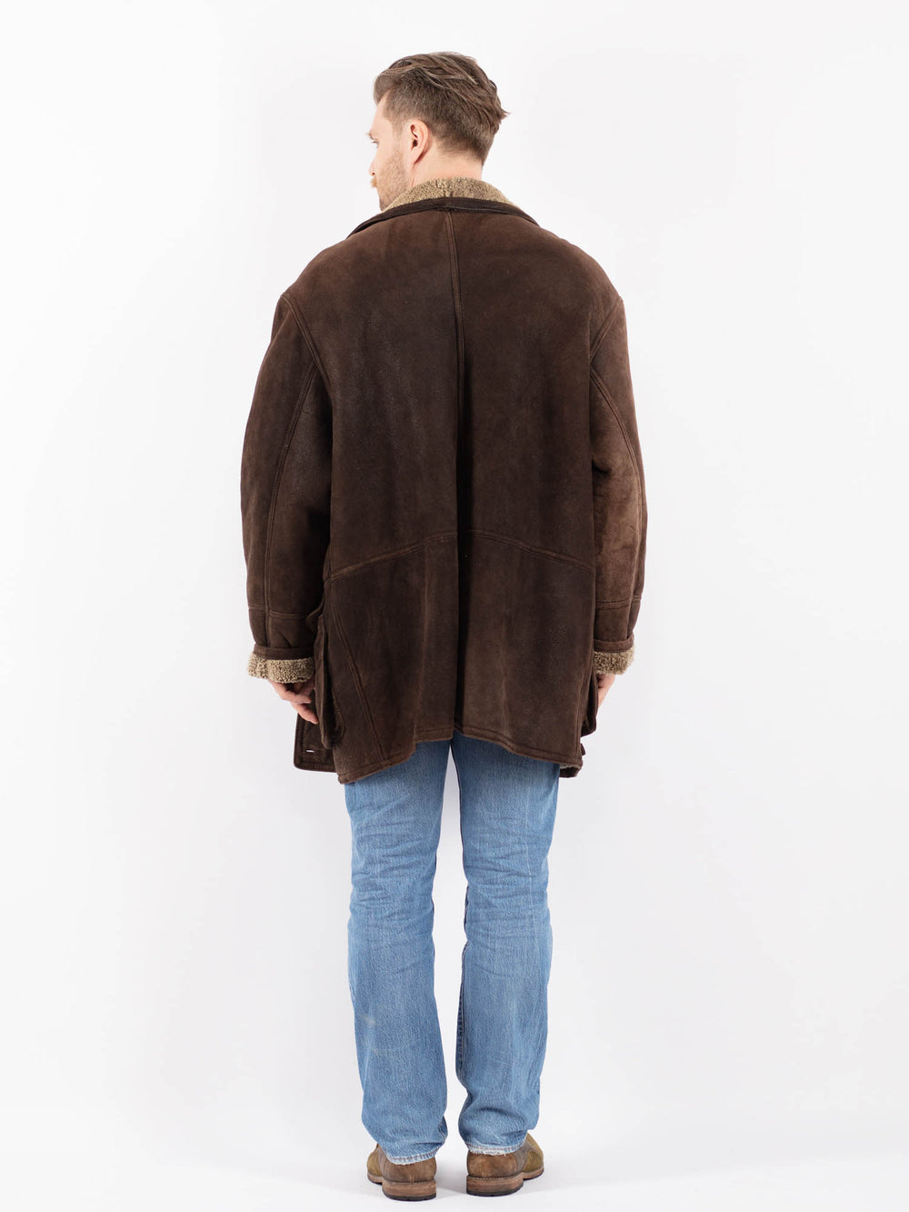Vintage 90's Men Sheepskin Coat in BrownZ1404