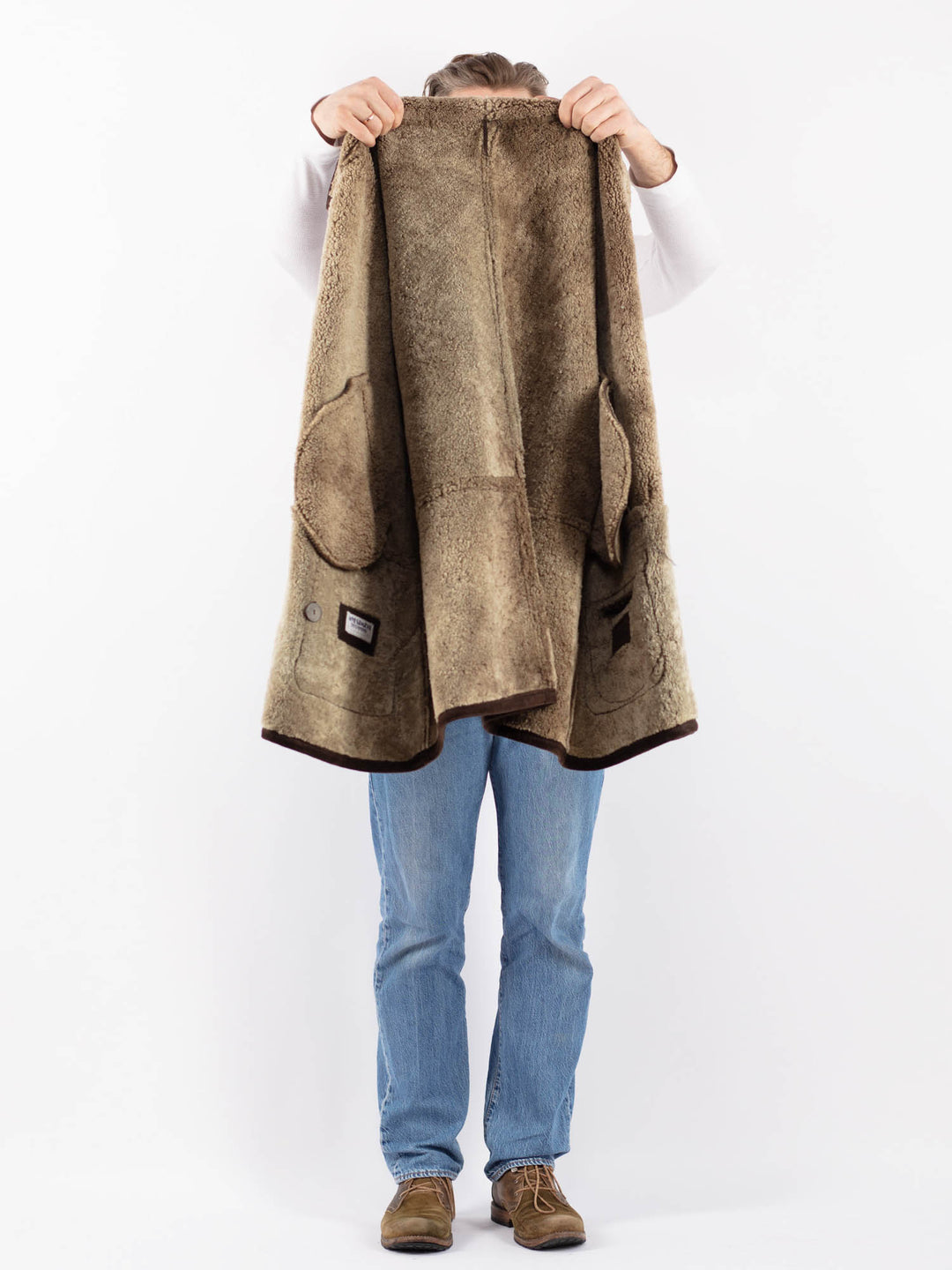 Vintage 90's Men Sheepskin Coat in BrownZ1404