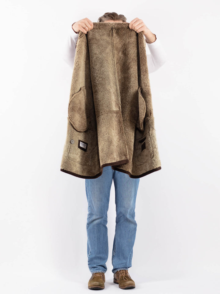 Vintage 90's Men Sheepskin Coat in BrownZ1404