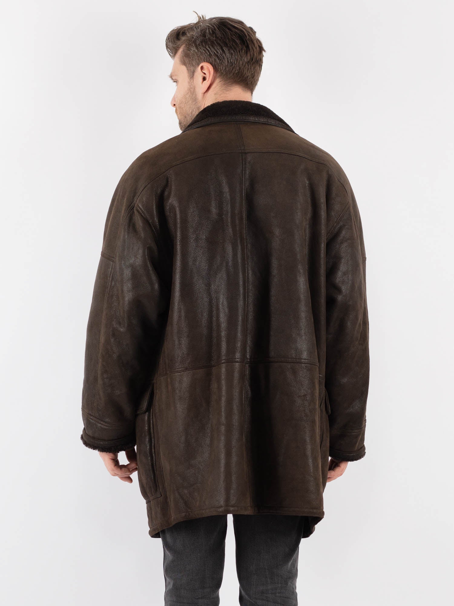 Online Vintage Store | Vintage 90's Men Sheepskin Coat in Brown