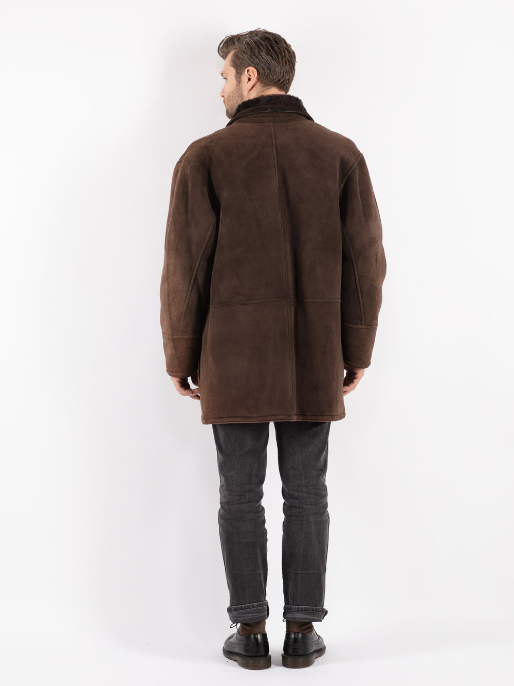 Vintage 90's Men Sheepskin Coat in BrownZ179