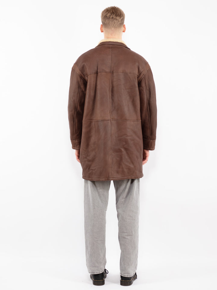 Vintage 90's Men Sheepskin Coat in Brown