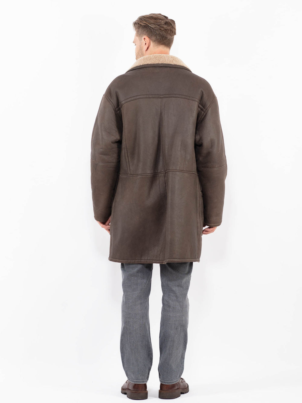 Vintage 90's Men Sheepskin Coat in BrownZ2045