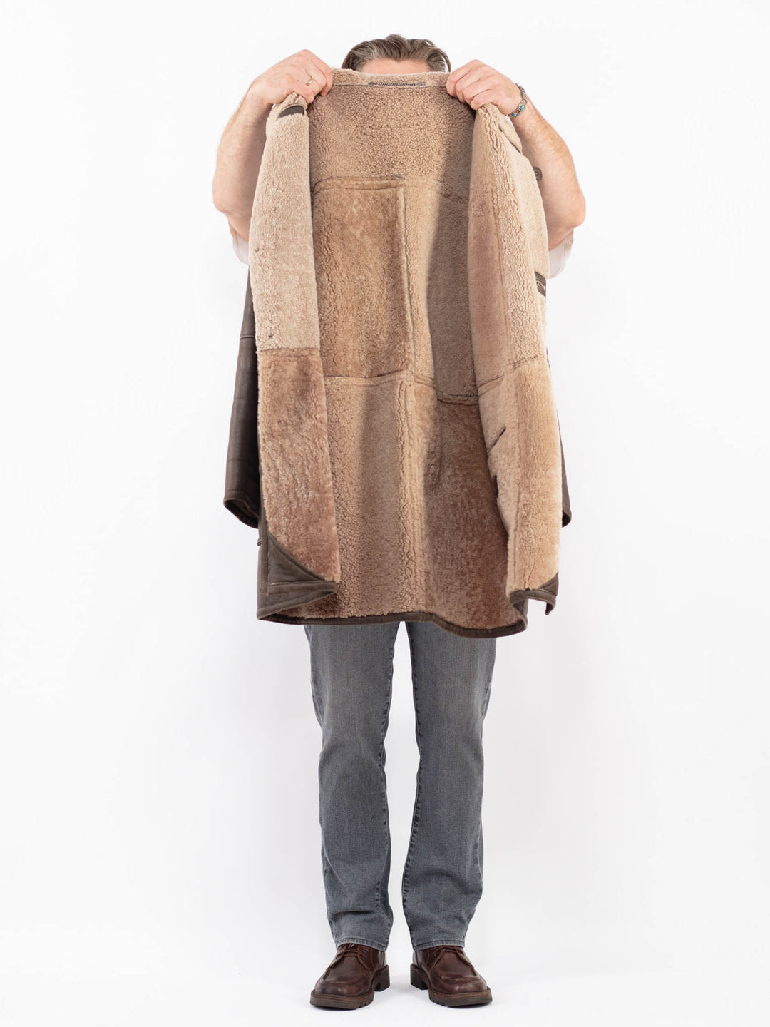 Vintage 90's Men Sheepskin Coat in BrownZ2045