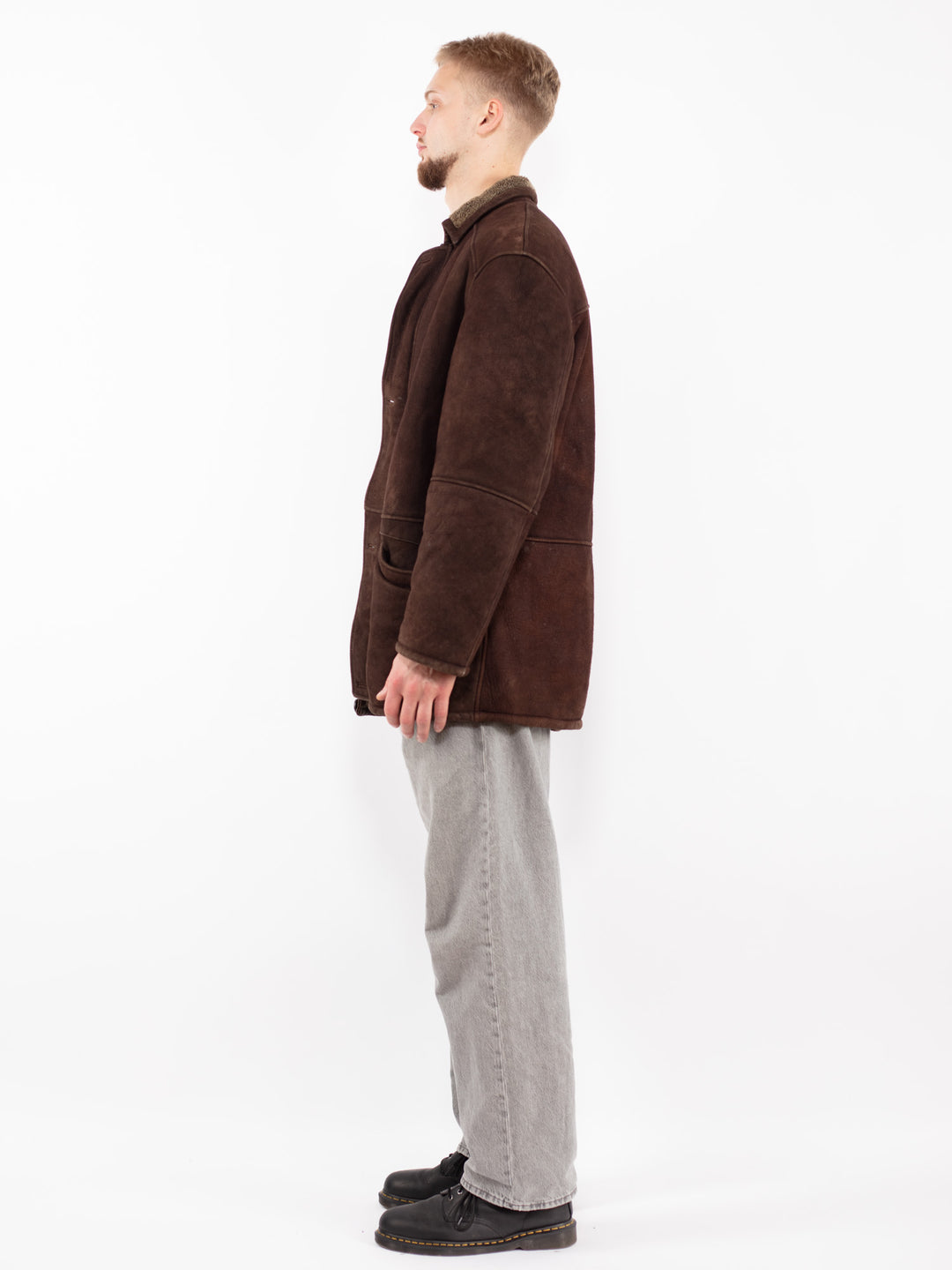 Vintage 90's Men Sheepskin Coat in BrownZ2458