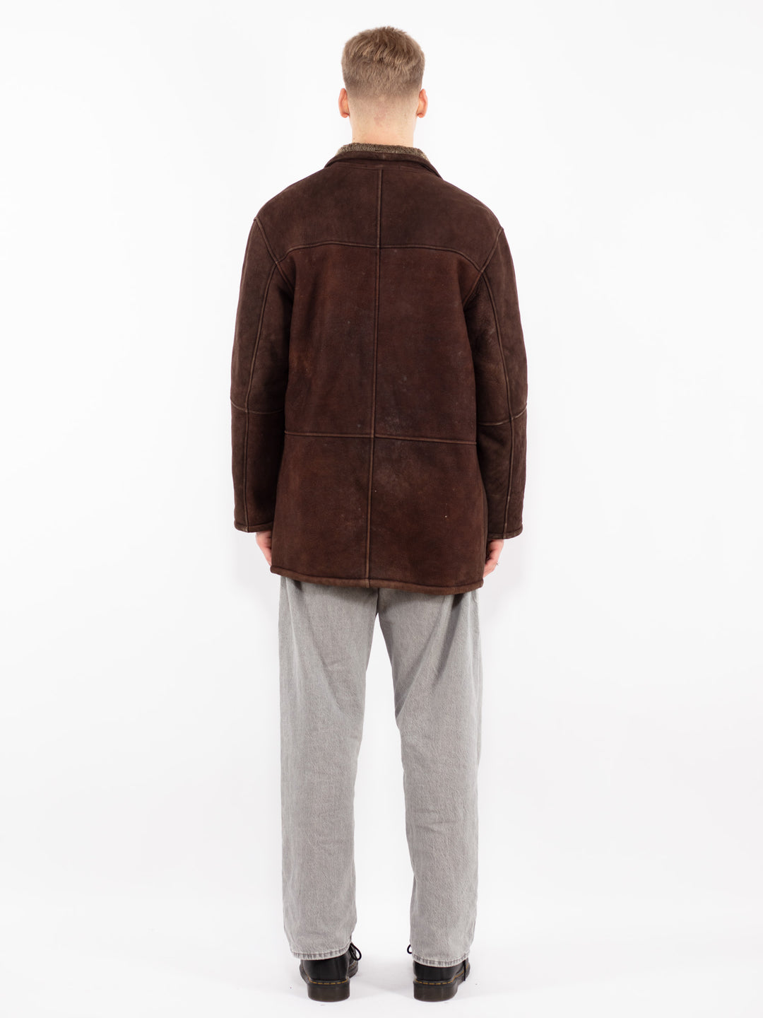 Vintage 90's Men Sheepskin Coat in BrownZ2458