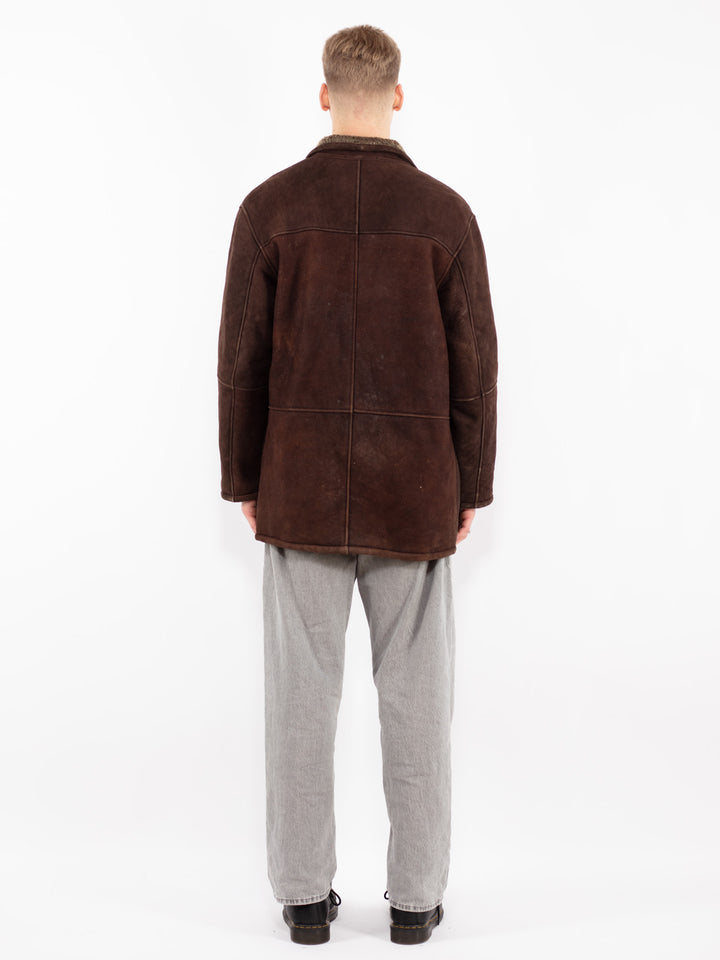 Vintage 90's Men Sheepskin Coat in BrownZ2458