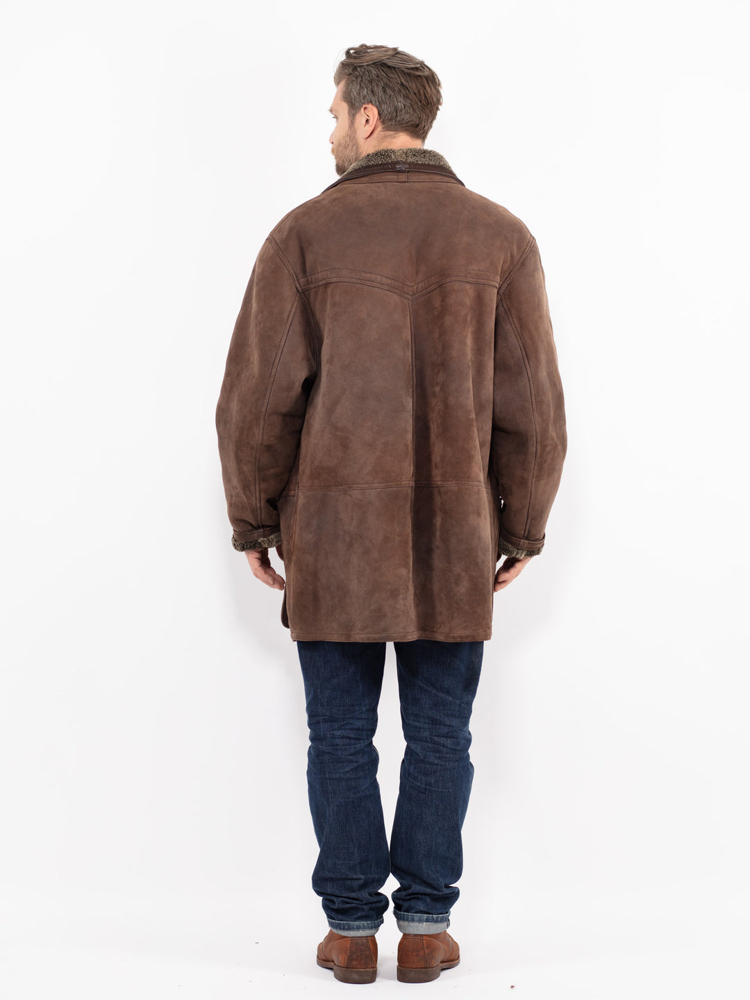 Vintage 90's Men Sheepskin Coat in BrownZ2654