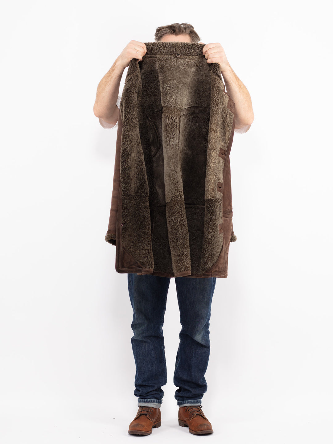 Vintage 90's Men Sheepskin Coat in BrownZ2654