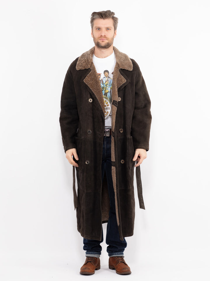 Vintage 90's Men Sheepskin Coat in BrownZ2656