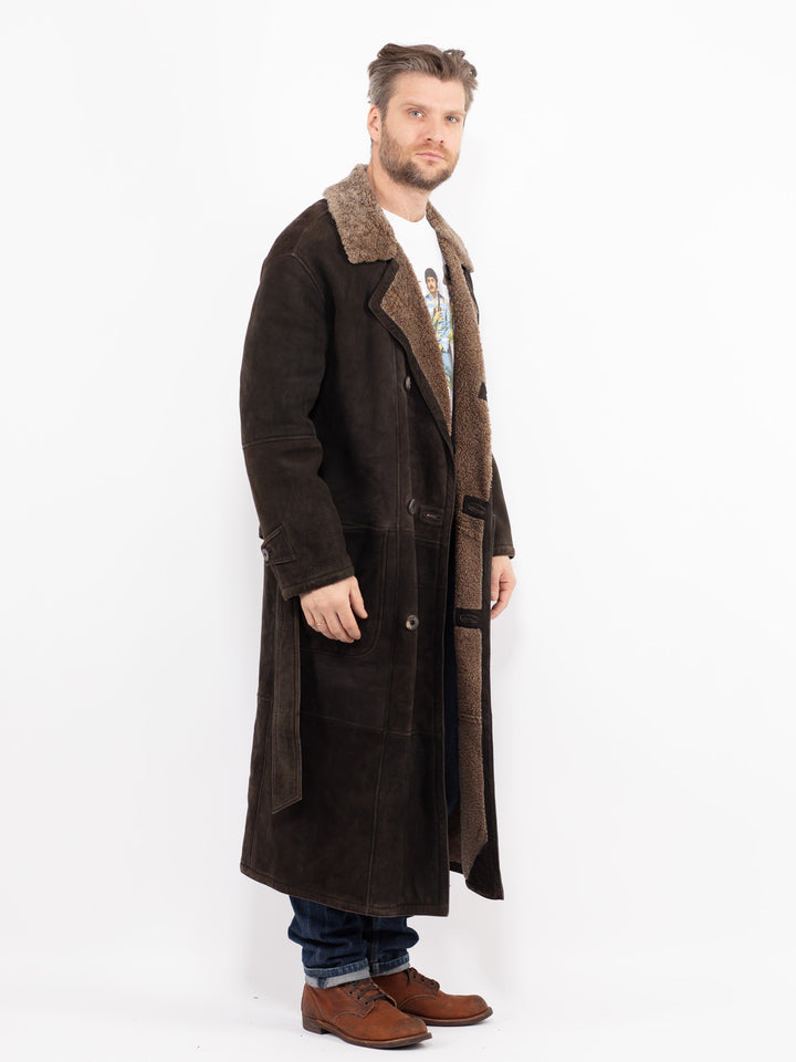 Vintage 90's Men Sheepskin Coat in BrownZ2656