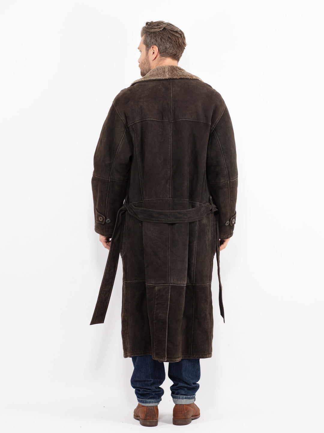 Vintage 90's Men Sheepskin Coat in BrownZ2656