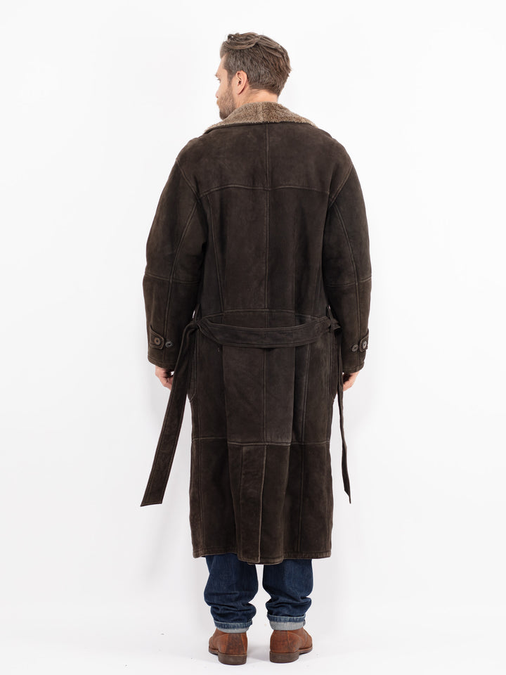 Vintage 90's Men Sheepskin Coat in BrownZ2656