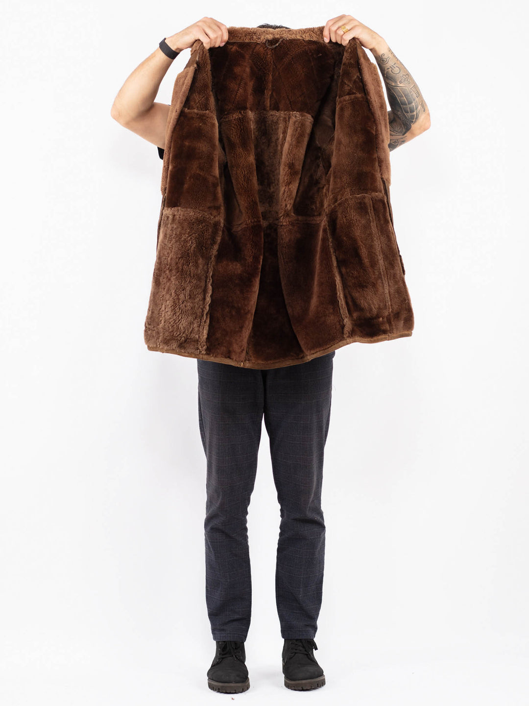 Vintage 90's Men Sheepskin Coat in BrownZ2366