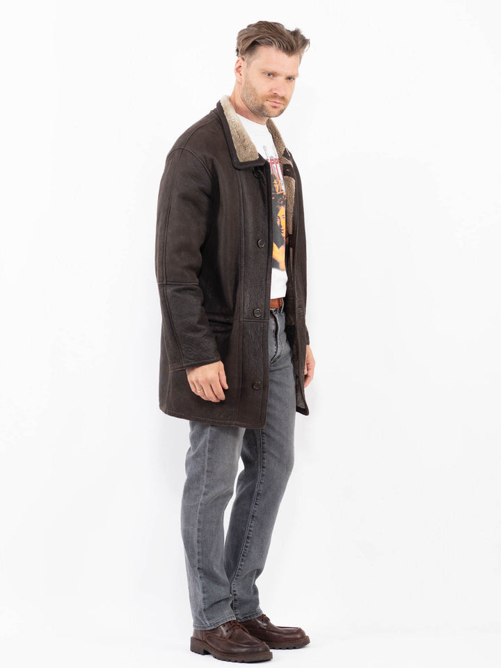 Vintage 90's Men Sheepskin Coat in BrownZ2050