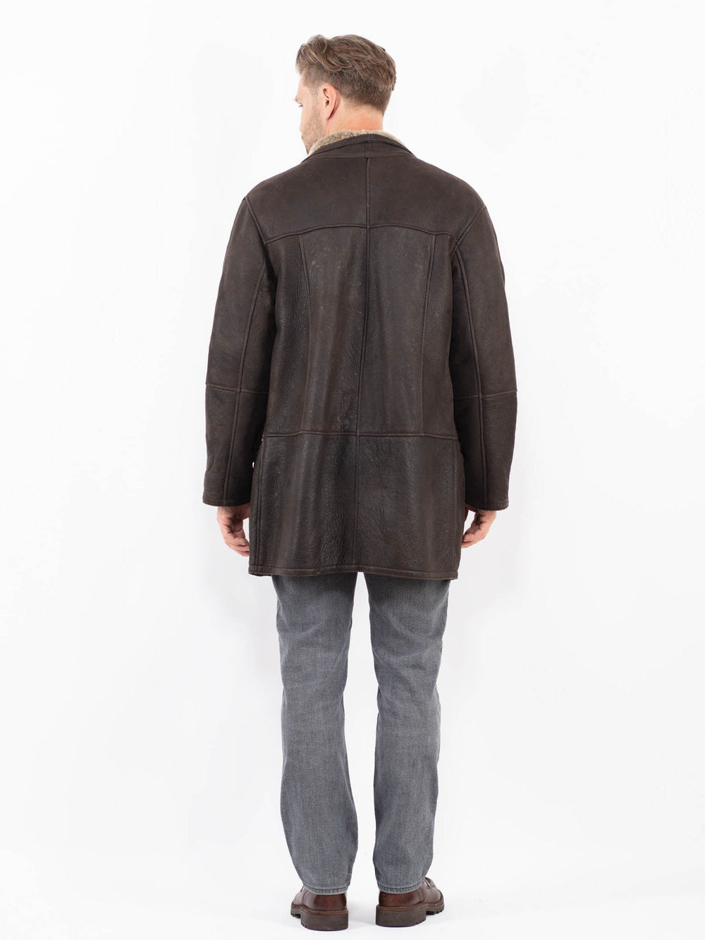 Vintage 90's Men Sheepskin Coat in BrownZ2050