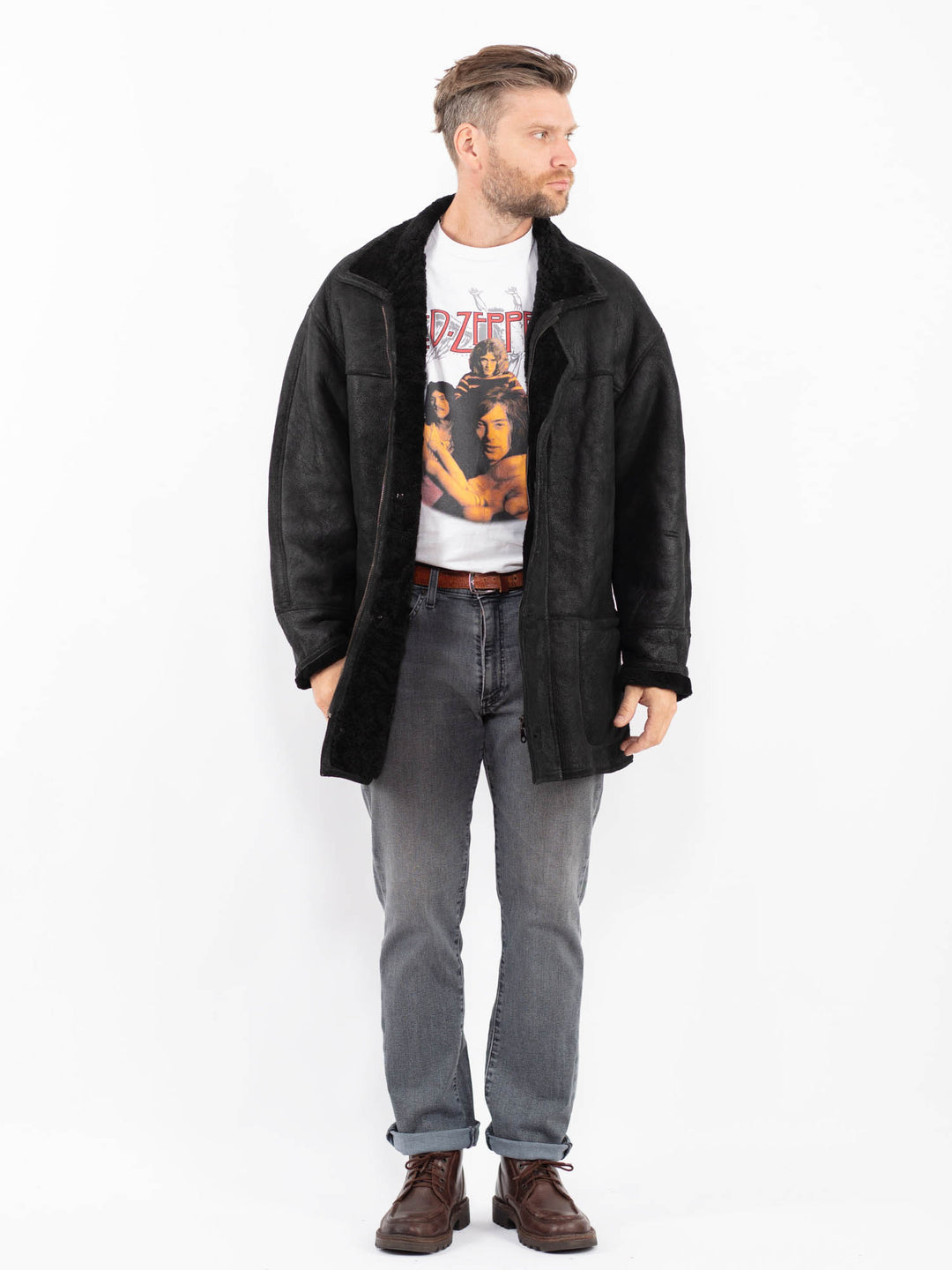Vintage 90's Men Sheepskin in BlackZ2277