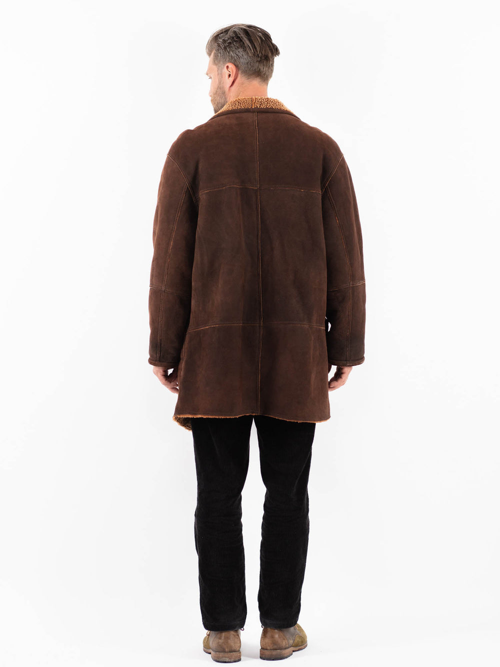 Vintage 90's Men Sheepskin Coat in BrownZ1829