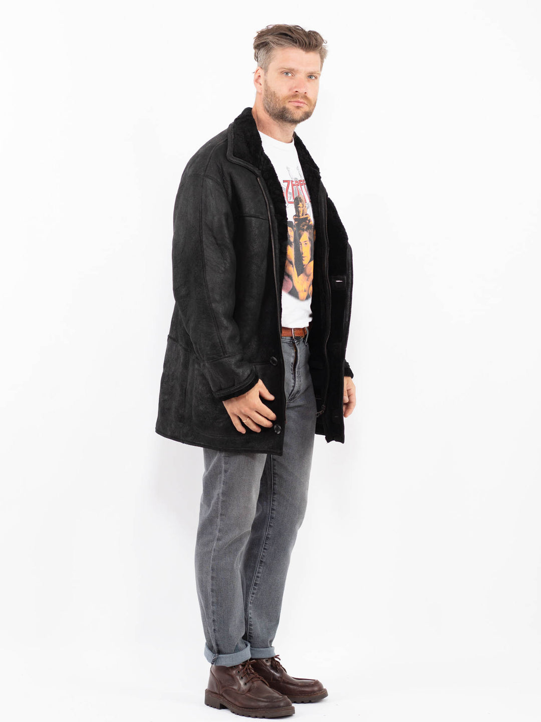 Vintage 90's Men Sheepskin in BlackZ2277