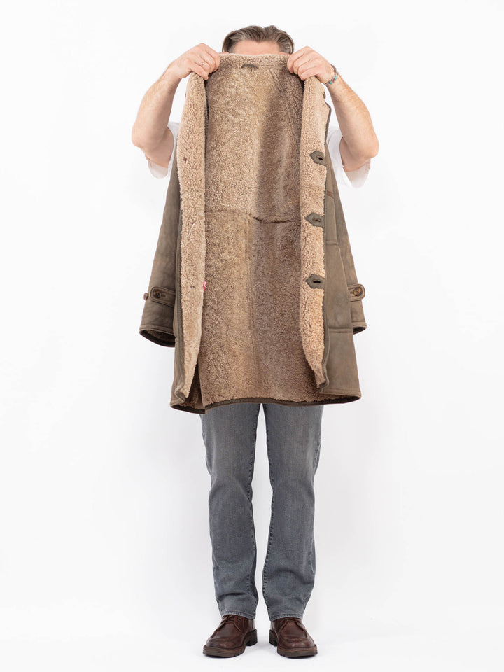 Vintage 90's Men Sheepskin Coat in BrownZ2052