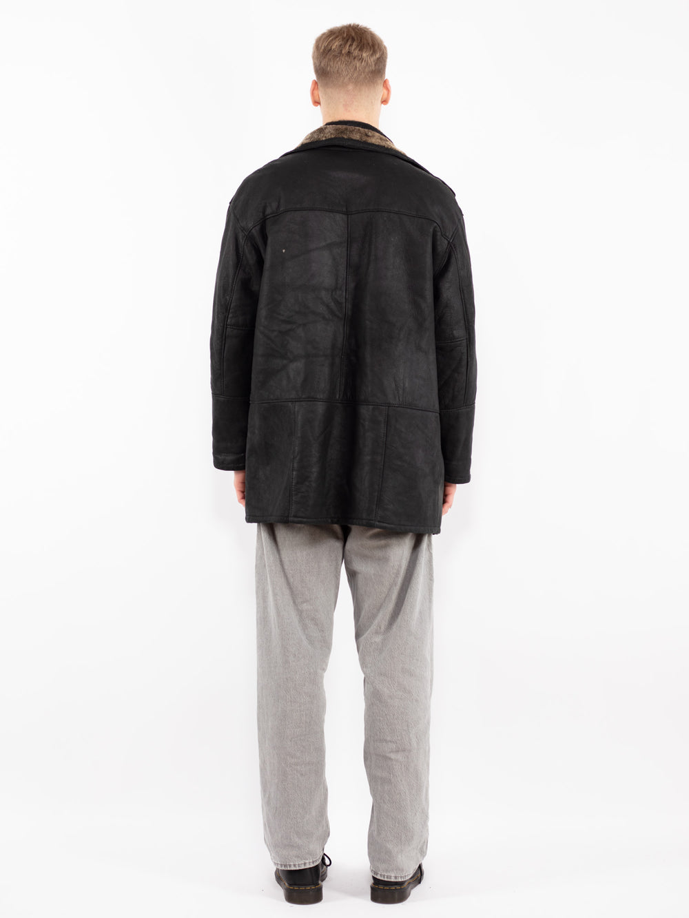 Vintage 90's Men Leather Coat in BlackZ2464