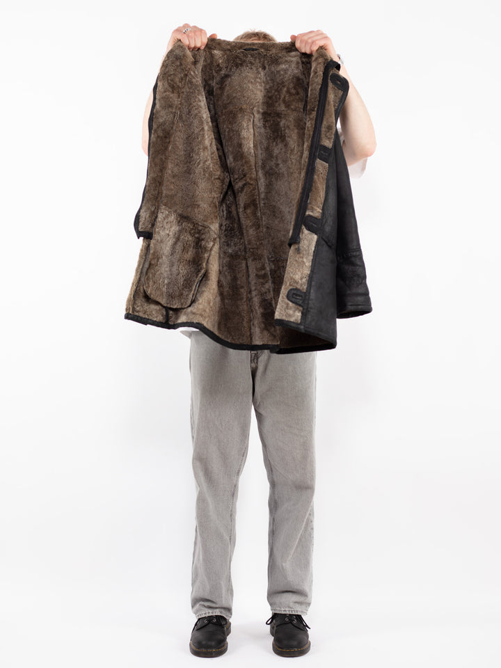 Vintage 90's Men Leather Coat in BlackZ2464