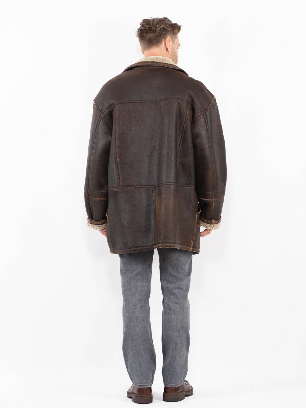 Vintage 90's Men Sheepskin Coat in BrownZ2053
