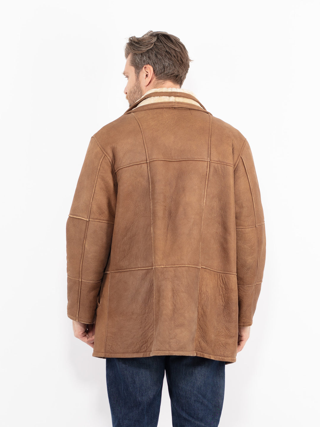 Vintage 90's Men Sheepskin Coat in BrownZ2660