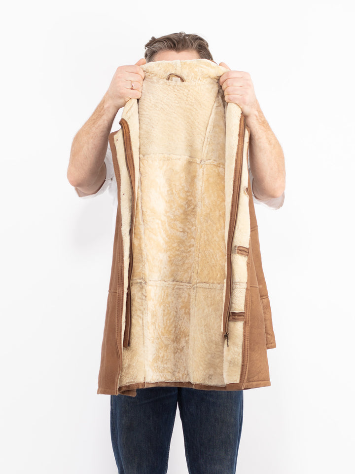 Vintage 90's Men Sheepskin Coat in BrownZ2660