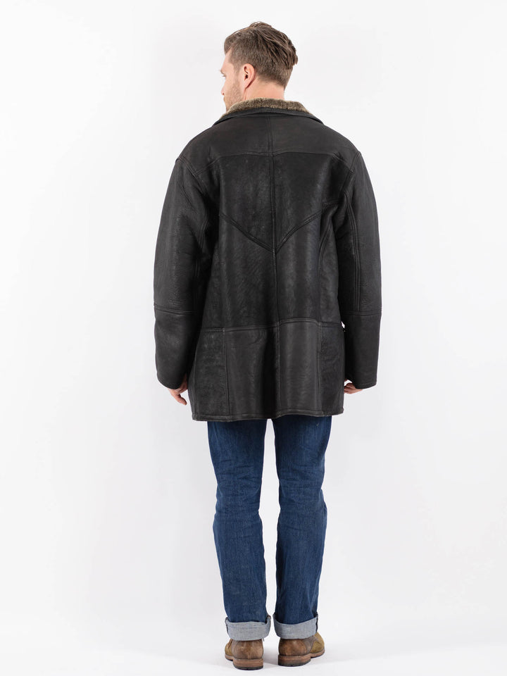 Vintage 90's Men Sheepskin Coat in BlackZ1517