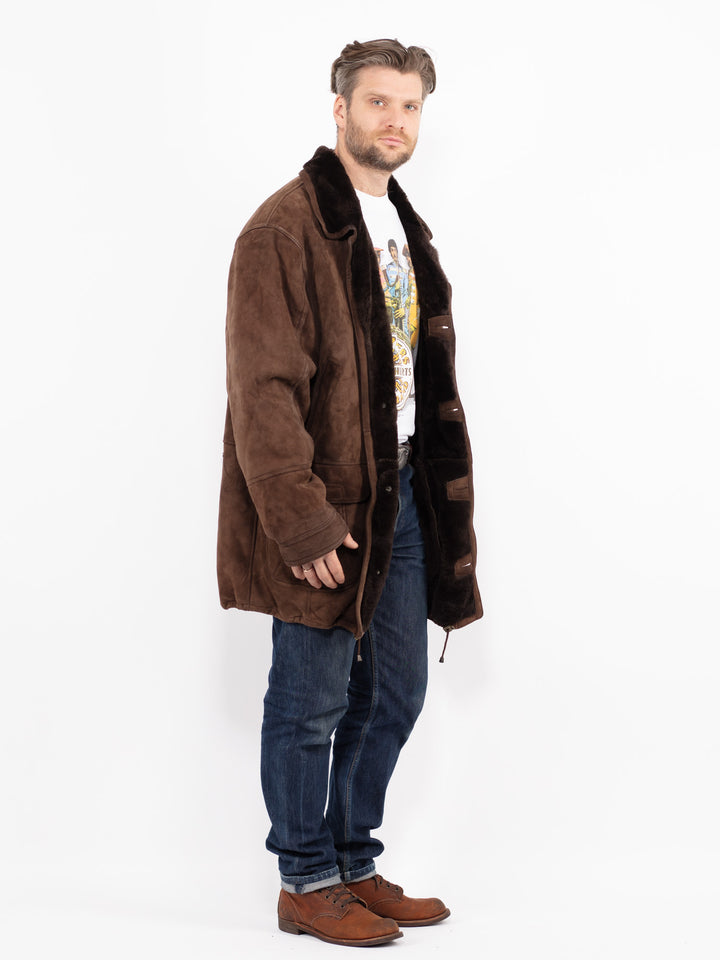 Vintage 90's Men Sheepskin Coat in BrownZ2661